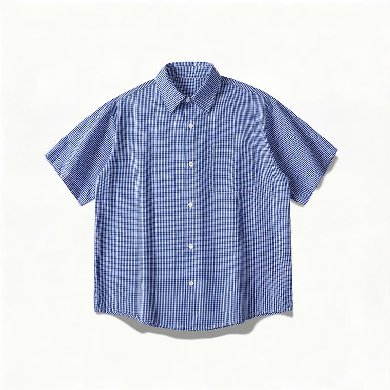 Summer Short Sleeved Shirt Jacket Workwear Short Sleeved Men s Lapel Shirt 2XL синий