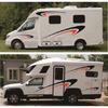 Black+Red Stripes Decal Vinyl Stickers For Camper RV Trailer Two Side Body Decor