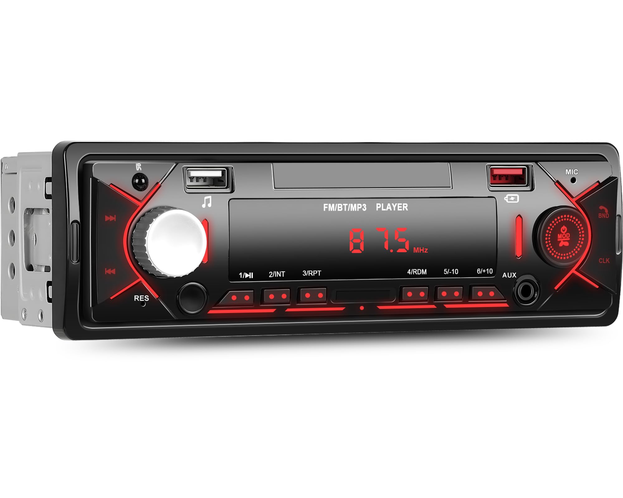 

CAMECHO Автомагнитола Bluetooth Однодиновая Автомагнитола Автоаудио с Bluetooth Зарядка Не CD-плеер Аудио, Громкая связь/FM/MP3/U-диск/AUX/USB