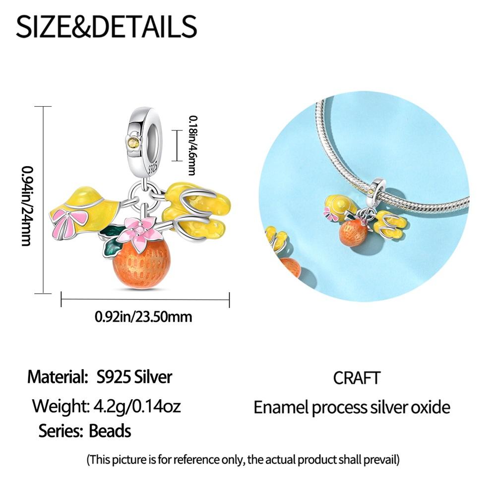 Original Charms Copper Beach Vacation Pendant Travel Beads Fit Bracelet Women Jewelry Making Diy Gift
