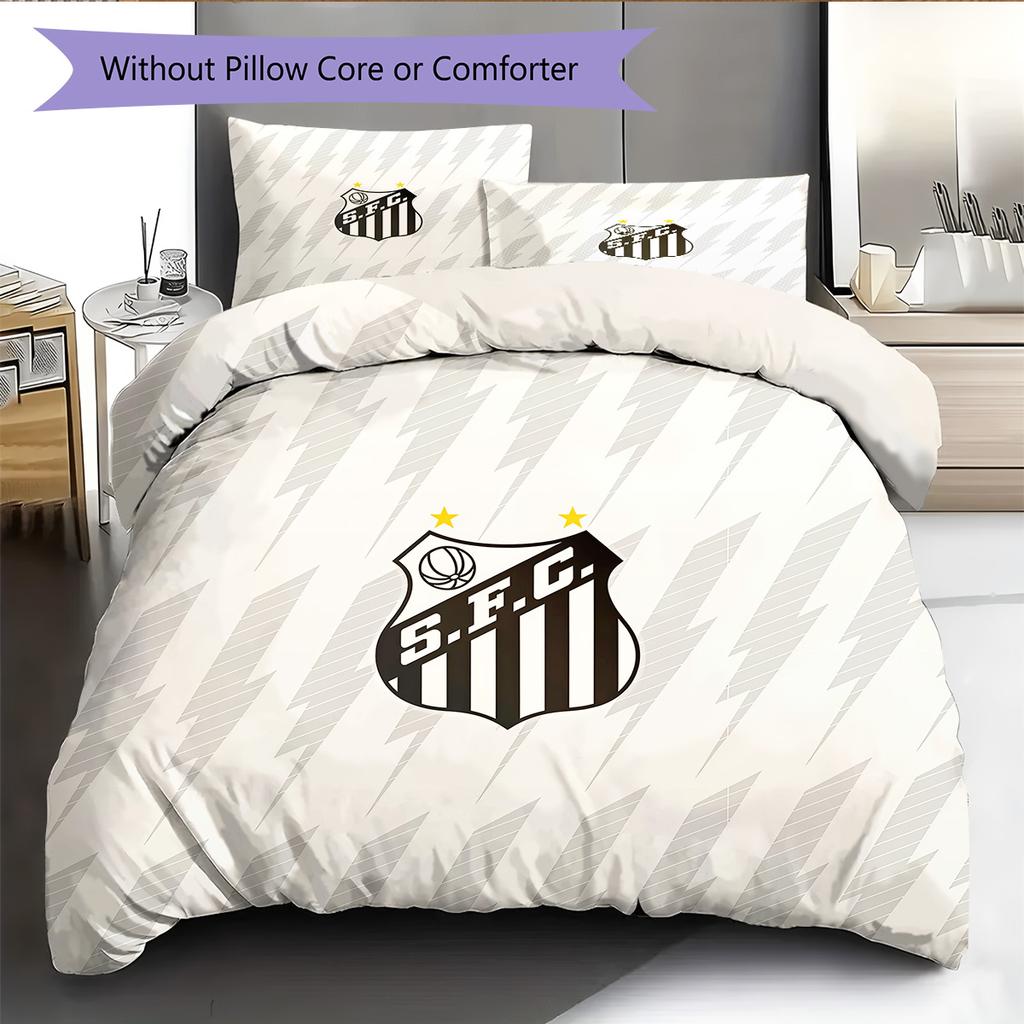 Santos FC Pattern Bedding Quilt Set  Home Decoration  Gift (1 * duvet cover + 2 * pillowcase  without core)