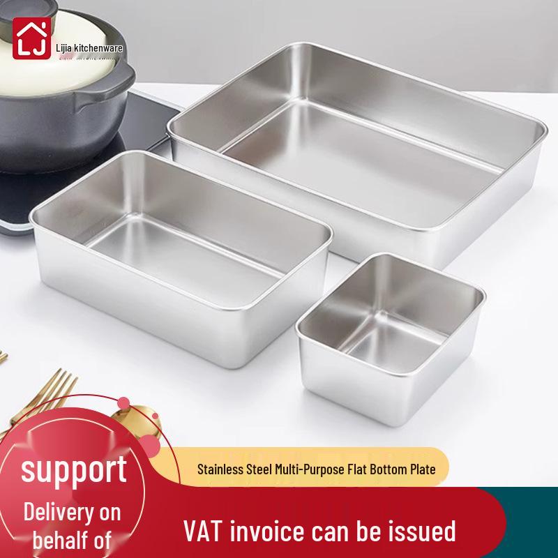 Stainless Steel Square Tray with Lid and Fresh-Keeping Magnetic Box, Towel Display, Rectangular Basin