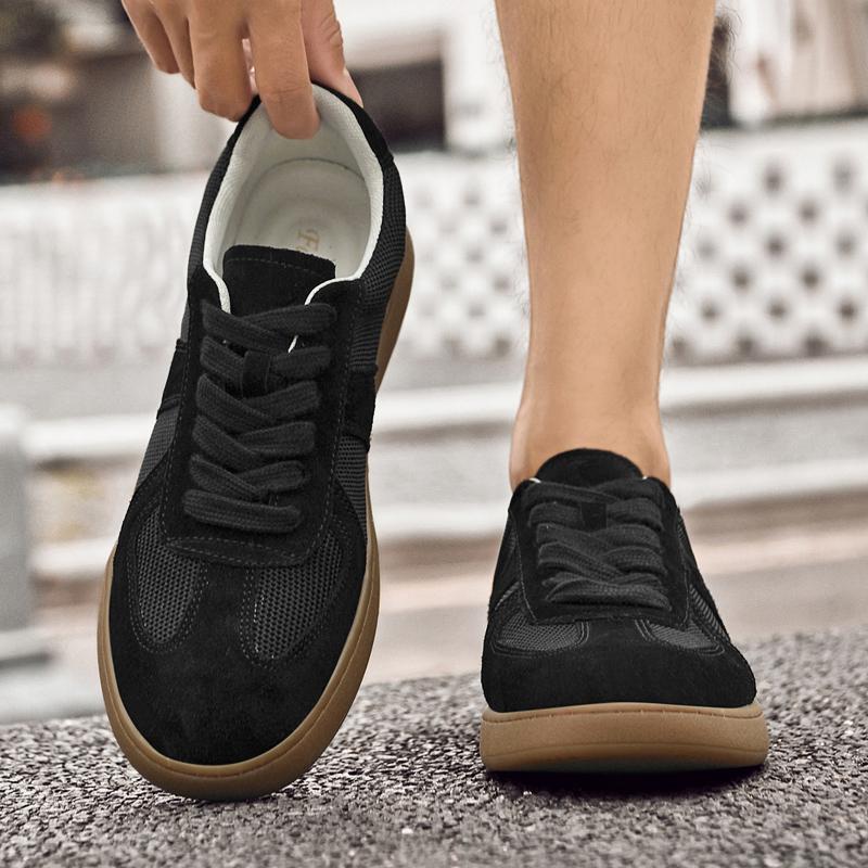 

Male Comfortable Walking Shoe All-match Outdoor Flats Mesh Cloth Men Casual Shoes Lace-Up Breathable Skate Shoes Men 45 чорний