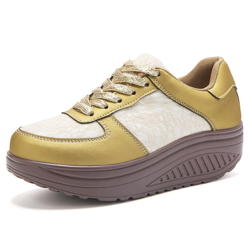 Fashion Fashion Ladies Women'S Shoes Sport Sequins Wedges Shoes Shake Silver Comfortable Sport Jogging Tennis Lace-Up Running Sneakers