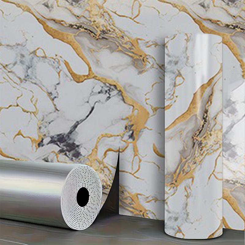 1 Roll of Self-Adhesive Imitation Ceramic Tile Waterproof PVC Wall Sticker for Bedroom and Living Room Decoration Wallpaper