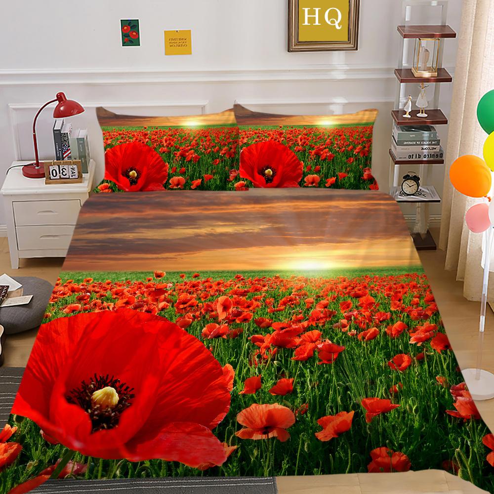 3D Flowers Printing Bedding Cover King Size Polyester Bedspreads Design High Quality Home Bedclothes