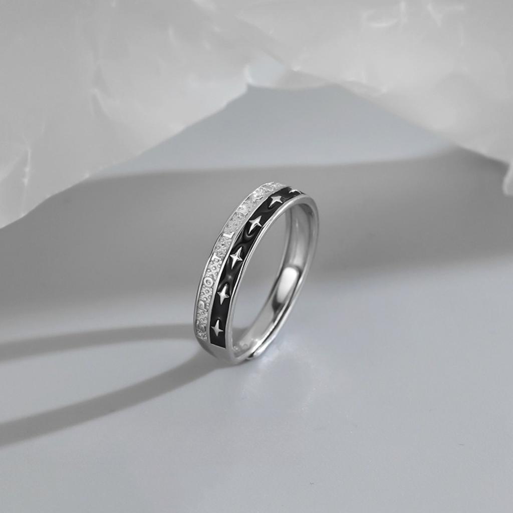 Adjustable Starlight Ring, Stainless Steel Punk Jewelry for Men, Comfort Fit Daily Wear Gift Idea