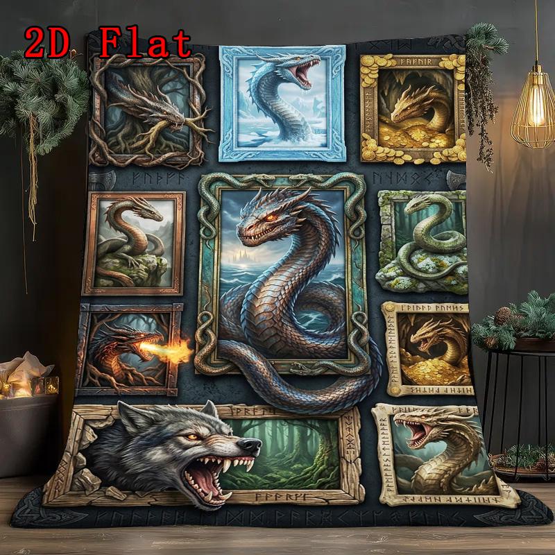 Mythical Creatures Gallery 2D Flat Pattern Flannel Blanket, High Quality All Seasons, Home Decor, Warmth and Comfort, Perfect for Christmas Gifts.