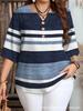 Women's Plus Size Striped Print T-shirt - Spring/Summer Fashion