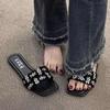 Versatile Fairy Wind One-word Slippers Female Outer Wear Summer 2025 New Flat Shoes Casual Beach Cool Slippers