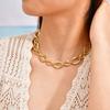 Chunky Stainless Steel Link Necklace For Women, Gold Plated Thick Oval Chain Choker Necklace, Geometric Minimalist Jewelry