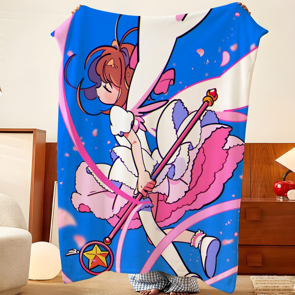 Anime C-Cardcaptor S-Sakura Throw Flannel Throw Blanket, Lightweight Cozy, Durable Washable cute Cool