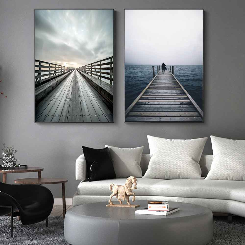Aesthetic Fashion Port Scenery Canvas Painting Wall Art Lake Boat Poster Office Living Room Corridor Home Decoration Mural No Frame