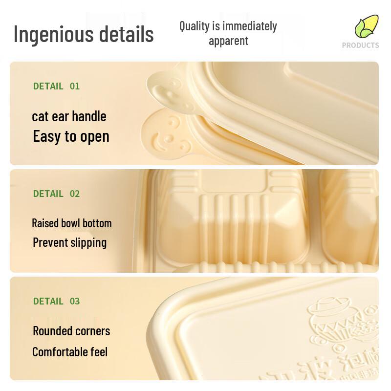 Corn Starch 5-Compartment Disposable Meal Prep Containers