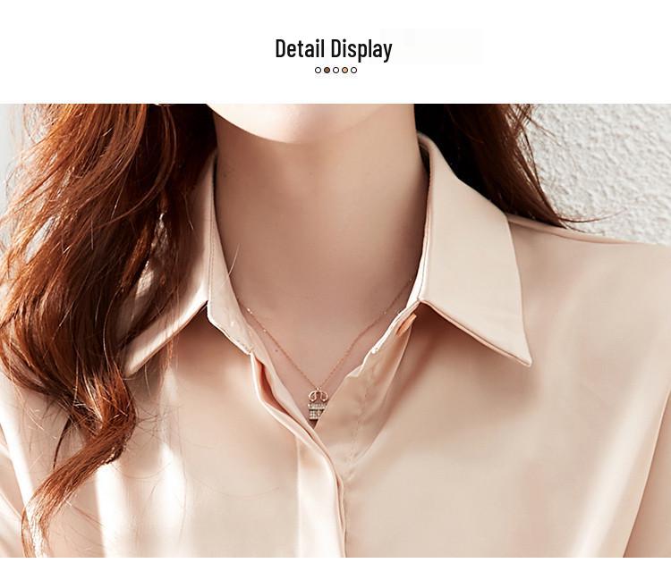 Women's Chiffon Long-Sleeve Satin Shirt - 2026 Spring Design, Hong Kong Style