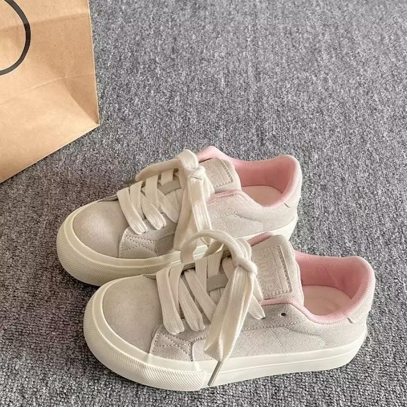 

Модная женская повседневная обувь Осень Дышащая Удобная Нескользящая Обувь для ходьбы Увеличение роста Модная обувь на шнуровке Крест-накрест Уличная Вулканизированная обувь 35 розовый