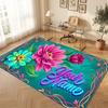 Floral Garden Theme Soft Crystal Velvet Rug Custom Name & Text Print Non Slip Floor Rug for Bedroom Living Room