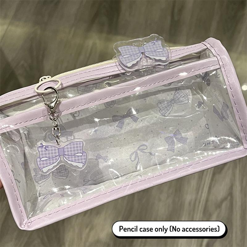 Cute Cartoon Translucent Pencil Case Double Layer Large Capacity Stationery Storage for Kids Students Art Class School Use