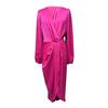 Women's Satin Wrap Long Dress V Neck Long Sleeve Maxi Dress High Slit Party Dress Cocktail Evening Gown