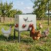 Automatic Chicken Feeder 27L, 6 Ports, Adjustable Height, Lockable Lid, 42x25x55cm, Steel, Silver