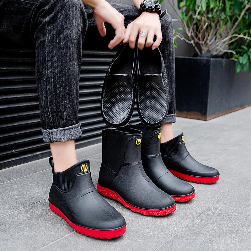 Men's Low-Top Non-Slip Waterproof Rain Boots for Fishing, Men/Women/Teenagers Rubber Shoes