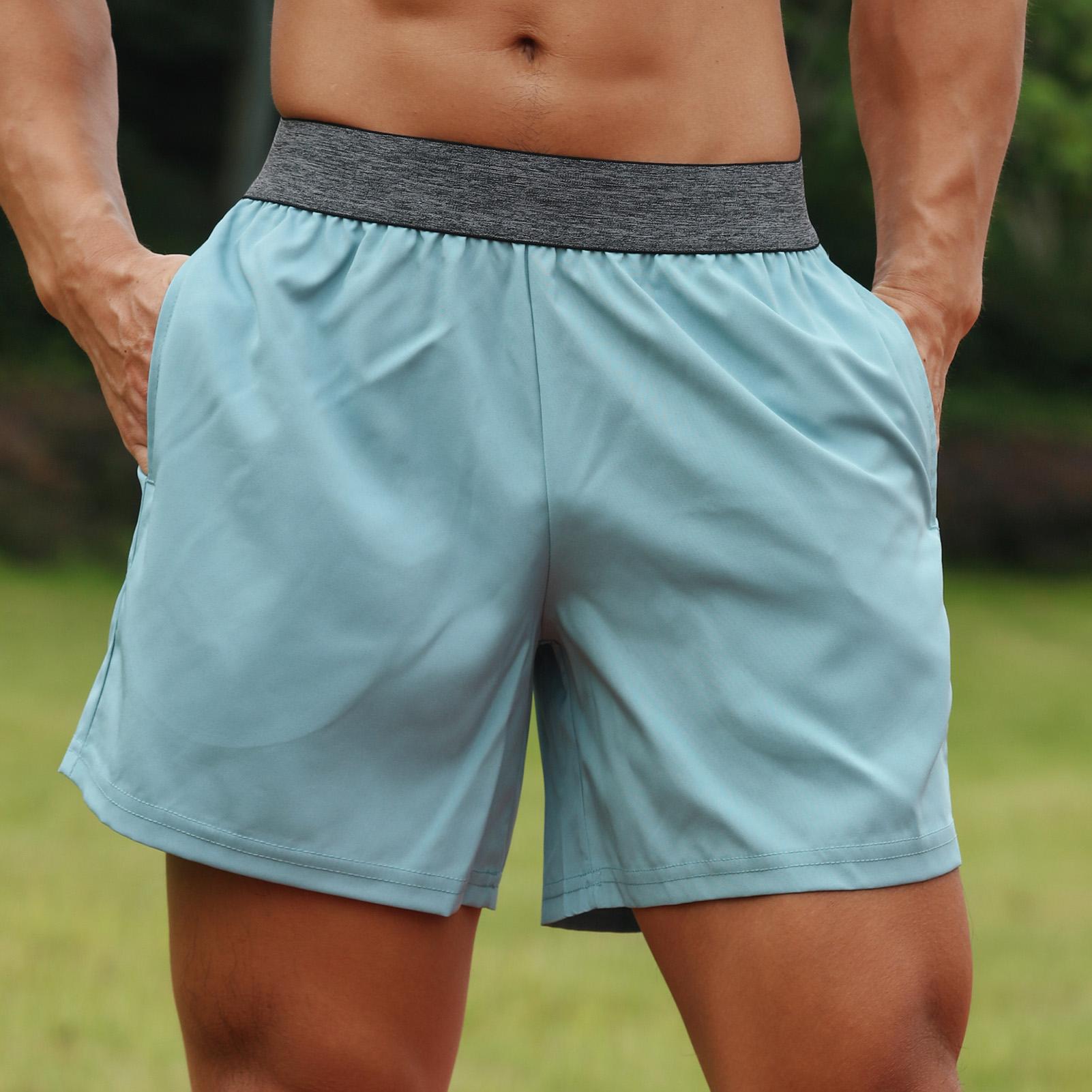 

Чоловічі спортивні шорти з еластичною талією, кишені для рушників, петлі для бігу, баскетболу, спортивного залу, вільного крою 2XL світло-синій колір