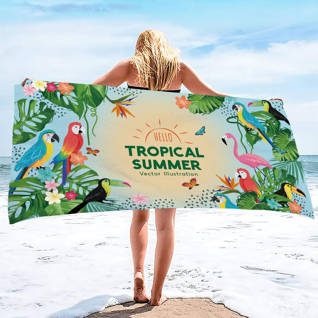 1pc parrot Print towel Sports Quick-Drying Super Absorbent Camping Towel Super Soft Lightweight Gym Swimming Yoga Beach Towel