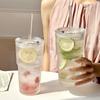 Stripe Glass Drinkware Cold Coffee Cups Transparent Latte Coffee Glass Iced Water Bottle Wine Cocktail Glass Cups Kitchen Gifts