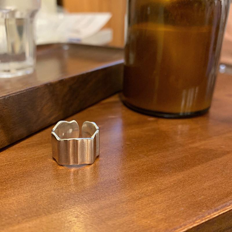 925 Sterling Fashionable Silver Korean Style Hollow Ring For Trendy Women