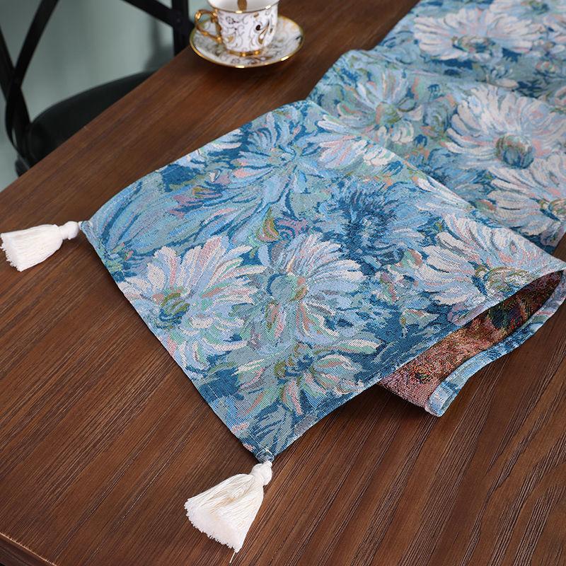 

Эстетичный стол-дорожка для гостиной, столовой, декоративные чехлы, ретро, пыленепроницаемые, для банкета, вечеринки, скатерти Ins 33x160cm синий