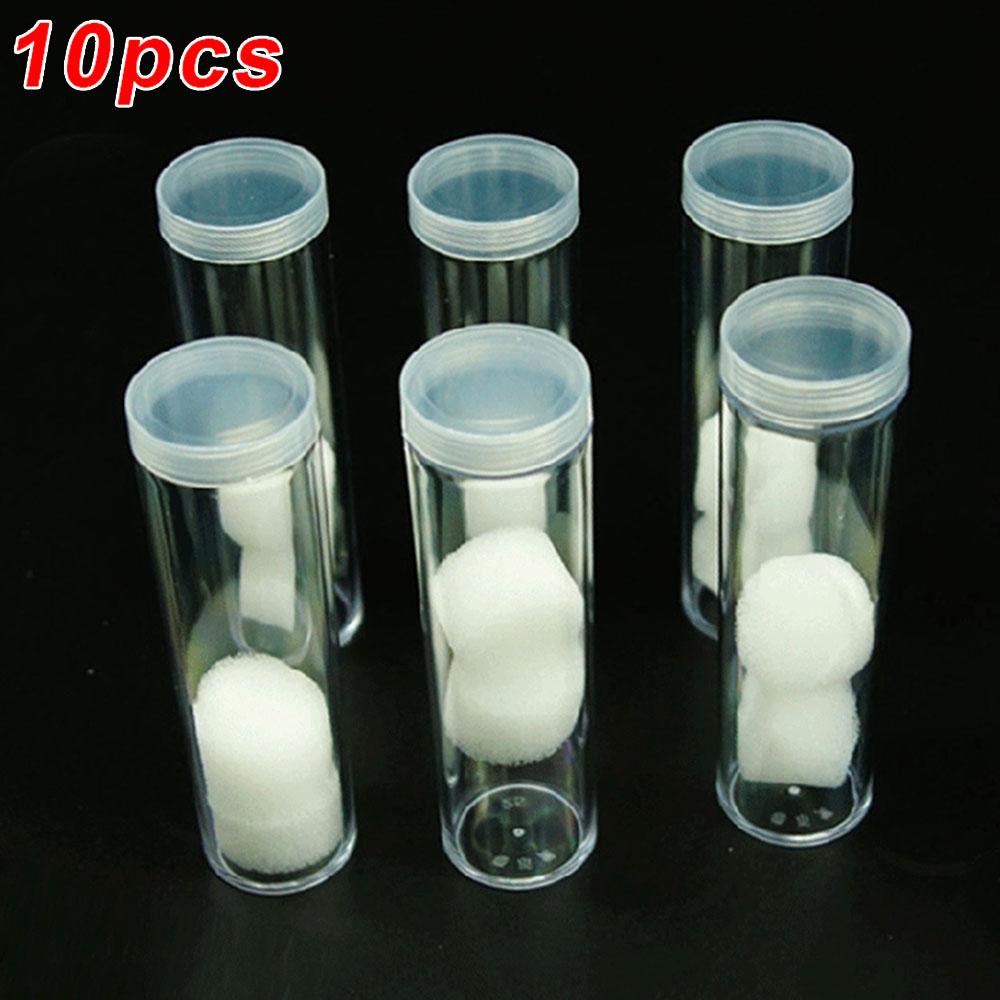 10 Pack Clear Plastic Coin Tube Holders with 21mm Diameter Capacity Shockproof Sponge Pads and Airtight Seal for Protection