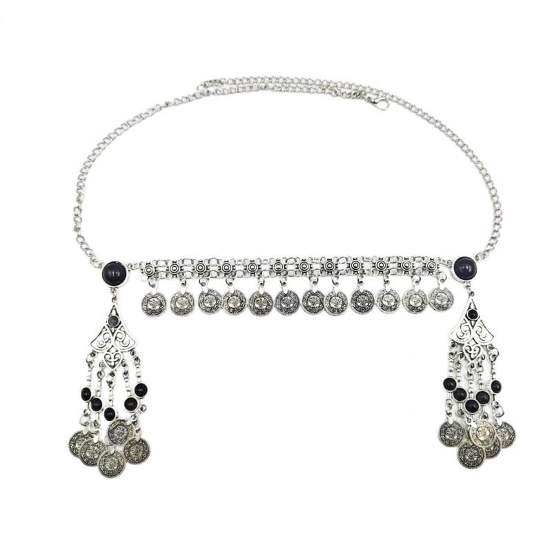 Bohemian Ethnic Headpiece With Tassel Chain Vintage Kazakh Coin Design Hair Accessory Festival Costume