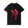 Pánská trička s potiskem Evangelion nadměrných velikostí Bavlněné topy Letní Anime Neformální Černá trička