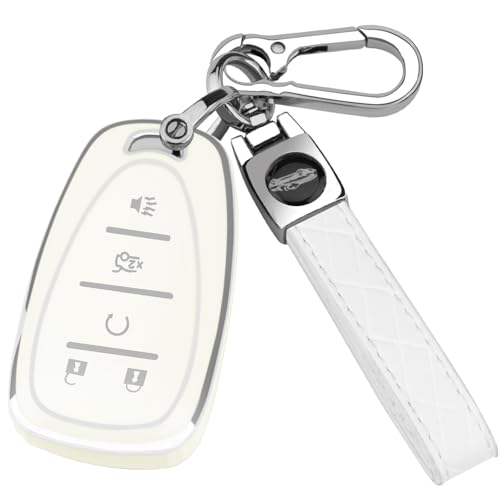 Für Chevy Autoschlüsselhülle mit Schlüsselanhänger, Weiche TPU-Schlüsselhülle Schale Vollschutz für 2016-2021 Chevy Equinox Malibu Camaro Cruze Blazer Traverse Trax