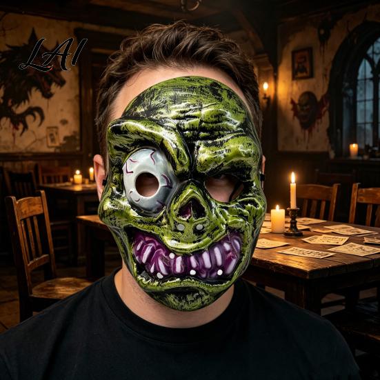Retro Horror Atmosphere Masque Halloween for Adults Creepy Cosplay Party Accessory Durable Scary Ghost Head Full Face Unique Costume Mask
