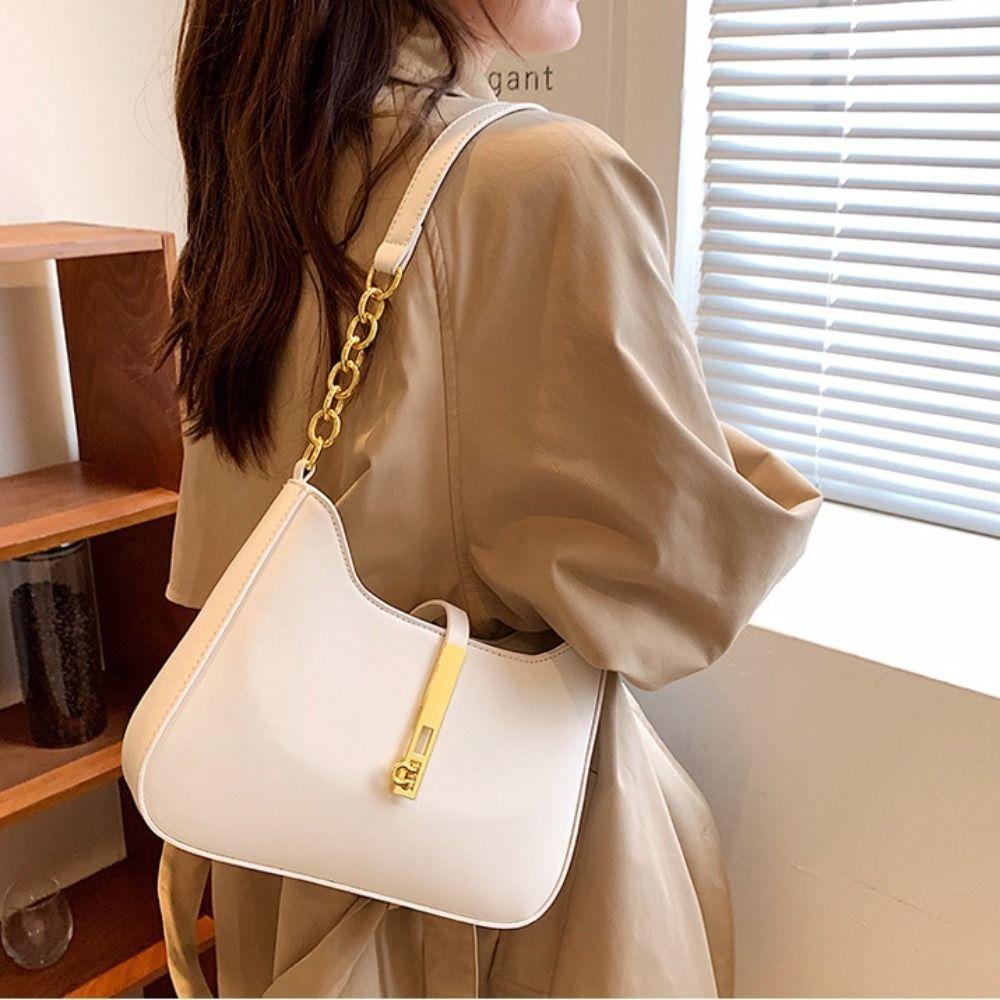 Fashion Retro Shoulder Bag Spicy Girl Vintage Underarm Bag Pure Color Shoulder Bag  Streetwear