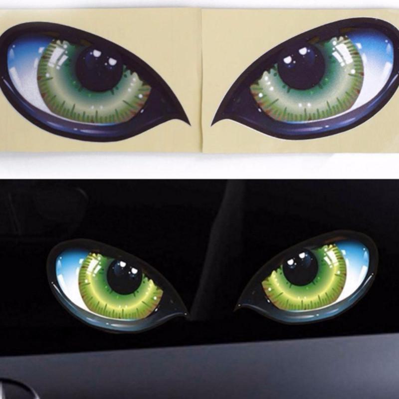 2PCS Motorcycle 3D Stereo Reflective Cat Eyes Sticker Creative Rearview Mirror Decal for Motorbike Car Auto Decoration Stickers