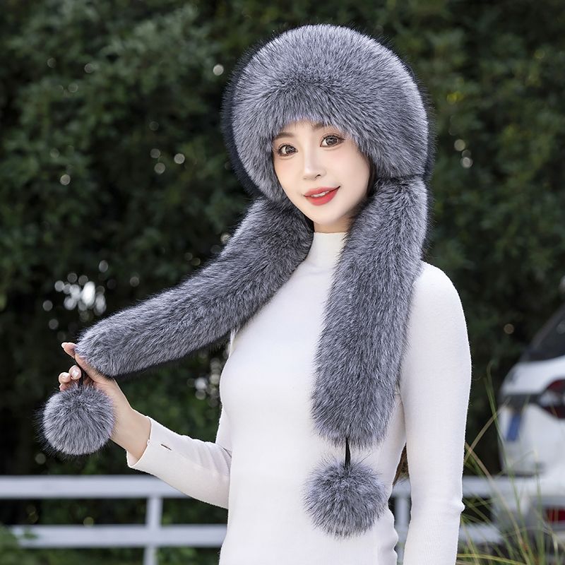 Winter New Warm Hat Scarf Integrated Thickened Cold-proof Windproof Neck Protection Cycling Headhat Fashionable Women's Hat