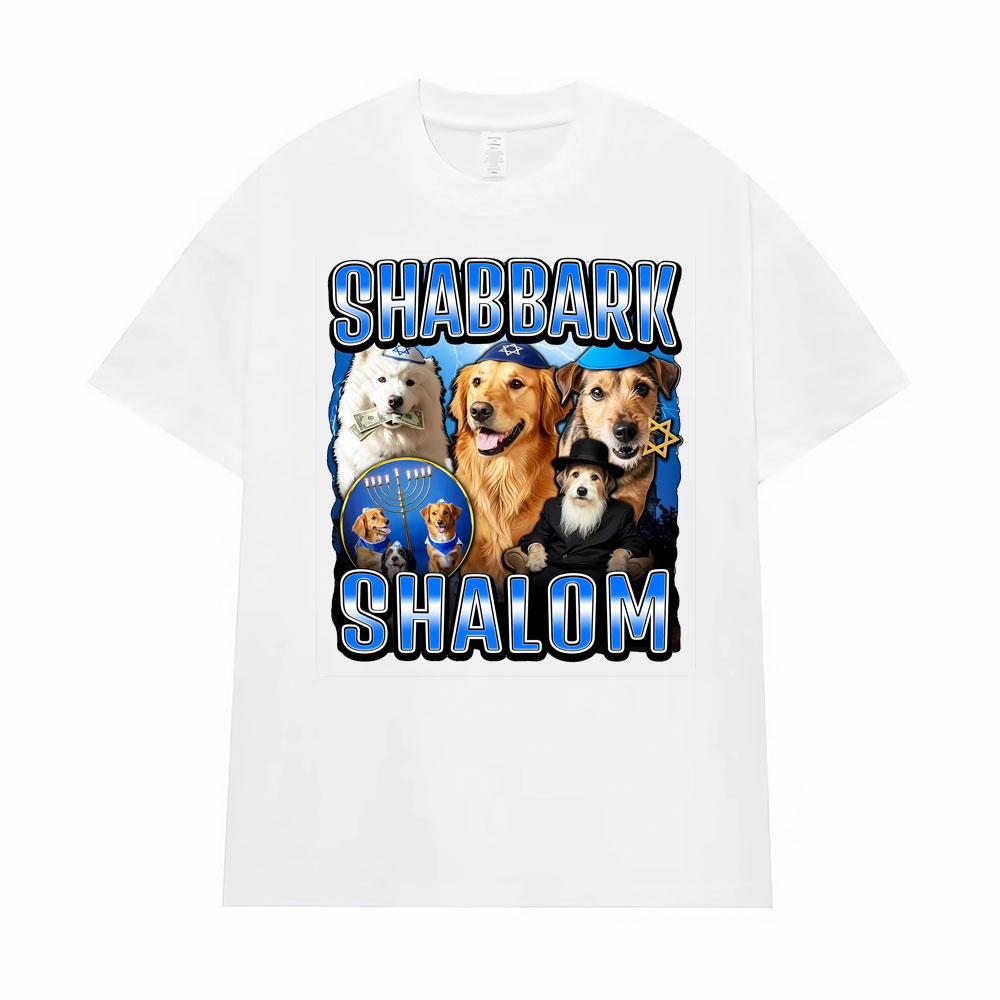

Vintage Classic Shabbark Shalom Jewish Dog Print TShirt Men Women Loose Short Sleeve T Shirts Casual Fashion TShirts S