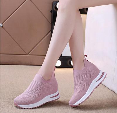 Fashion Women's Shoes 2024 Summer Hidden Heel Wedges White Pink Sneakers Female Platform Breathable Mesh Black High Heel Casual Shoes