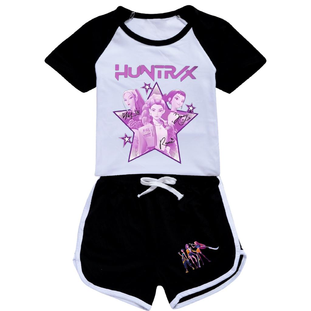 5034 Kids Girls POP Rumi Zoey Mira Print T-shirt Shorts Sport Tracksuit Clothes Set
