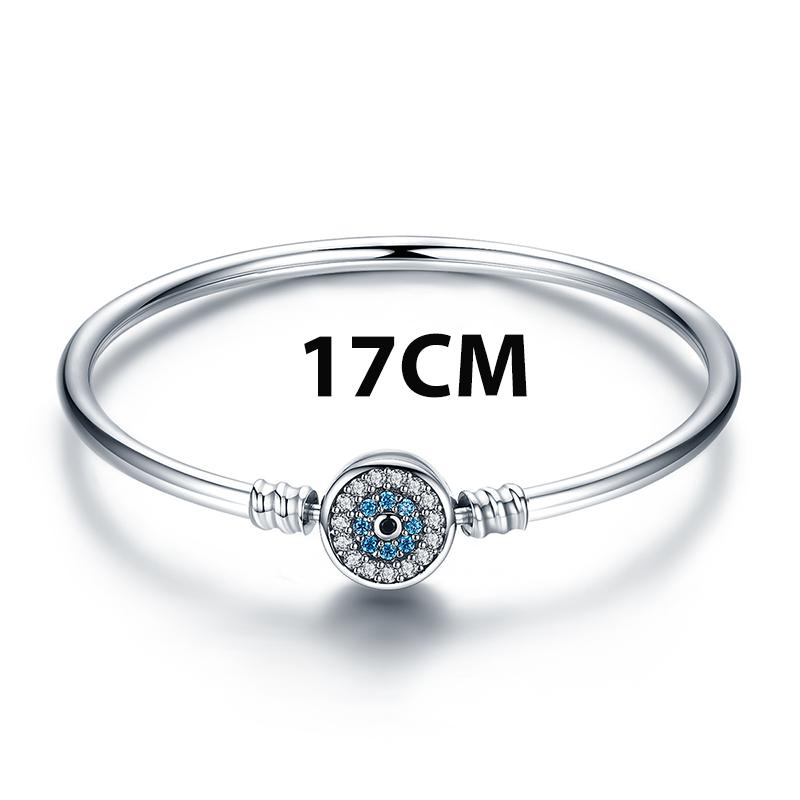 BISAER 925 Silver Demon Eye Bracelets Blue Evil Eyes Bangles Pave Setting Zircon 17-21CM for Women Party Fine Jewelry