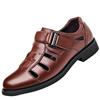 2025 straight shoes sandals men's soft leather 2025 new summer hollow breathable business dress cool leather shoes