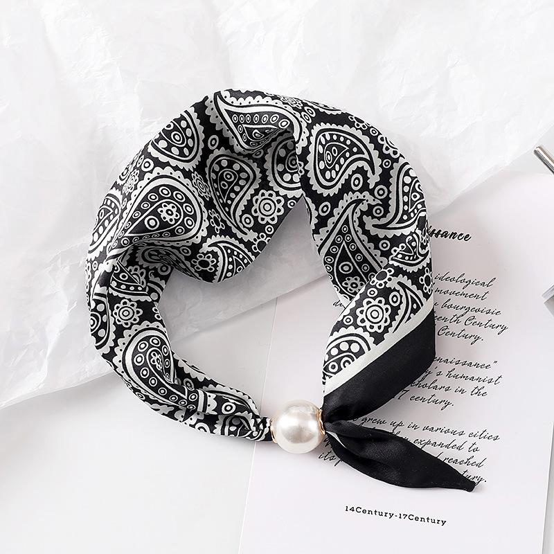 New Style Letter-Print Scarf with Magnetic Clasp Long, Narrow Silk Scarf ,Lightweight Accessory for Spring Summer Shirt Styling
