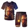Summer Tiger 3D Printed T-shirt/Suit O Collar Men's Short Sleeve Beach Pants 2 Piece Suit Sportswear Casual Fashion Shorts