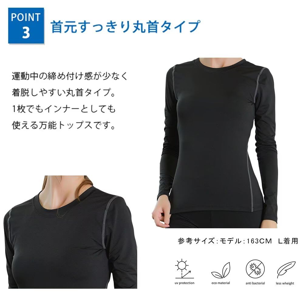 Muxuryee Compression Sports Underwear Top and Training Large Women's Set, Bottoms, Leggings, Warm, Sweat-Wicking, Quick-Drying, 2019+2020, Black,