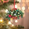 Creative Home Christmas Tree Hanging Basket Ornament Decorations Cute Flower Hanging Basket Wooden Pendant