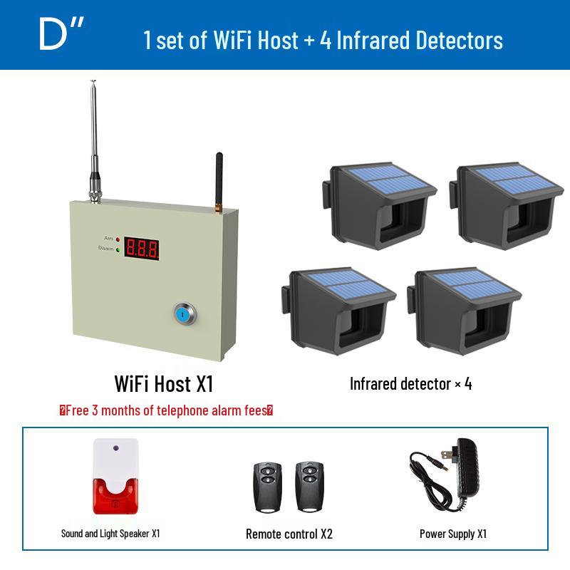 Black Iron Solar Wireless Anti-Theft Infrared Security Alarm for Fish Ponds and Orchards