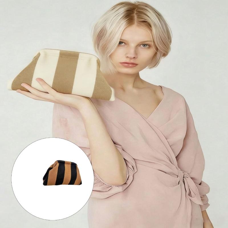 Striped Mahjong Accessory Pouch, Soft Polyester Handheld Bag for Game Pieces, Cosmetics, Keys and Daily Carry Use