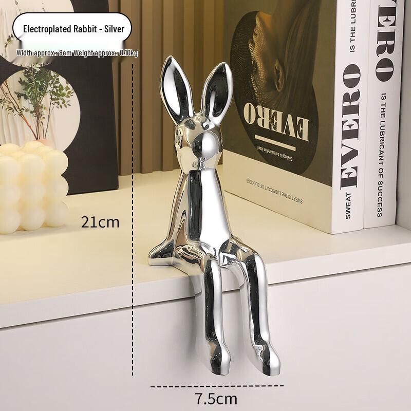 Ruijie Sitting Long-Eared Silver Rabbit Ornaments (Set of 2)